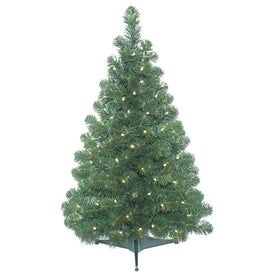 3' Pre-Lit Oregon Fir Artificial Christmas Tree with Warm White Wide-Angle LED Lights