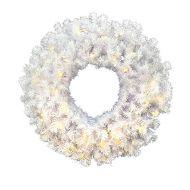 24" Pre-Lit Crystal White Spruce Artificial Christmas Wreath with 50 Warm White LED Lights