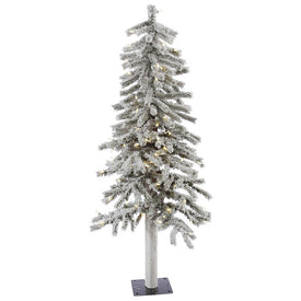 4' x 23" Pre-Lit Flocked Alpine Artificial Christmas Tree with Warm White LED Dura-Lit Lights