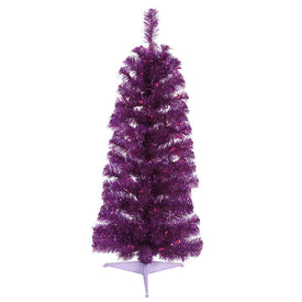 3' Pre-Lit Purple Pencil Artificial Christmas Tree with 50 Purple LED Lights