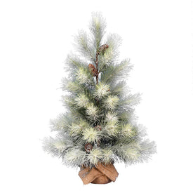 3' Unlit Frosted Norfolk Pine Artificial Christmas Tree with Burlap Base
