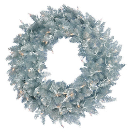 30" Pre-Lit Silver Fir Artificial Christmas Wreath with 100 Warm White LED Lights