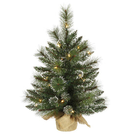 2' Pre-Lit Snow-Tipped Mixed Pine Artificial Christmas Tree with Clear Dura-Lit Lights