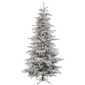 6.5' Pre-Lit Flocked Sierra Fir Slim Artificial Christmas Tree with Multi-Colored LED Dura-Lit Lights