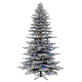 7.5' x 57" Flocked Arctic Fir Artificial Christmas Tree with 504 RGB Color-Changing LED Lights and Remote Control