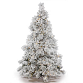 3.5' Pre-Lit Flocked Alberta Artificial Christmas Tree with Warm White LED Lights