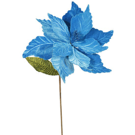 12" x 22" Turquoise Poinsettia Artificial Flower Picks 6 Per Bag