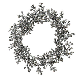 22" Pewter Glitter Berry Outdoor Wreath