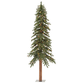 5' x 28" Pre-Lit Natural Alpine Artificial Christmas Tree with Multi-Colored Incandescent Lights