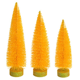 12"-14"-16" Yellow Glitter Oval Pine Trees Set of 3
