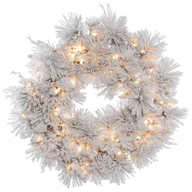 30" Pre-Lit Flocked Alberta Artificial Christmas Wreath with 50 Clear Lights