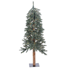 Vickerman 4' Natural Bark Alpine Artificial Christmas Tree, Warm White Dura-lit LED Lights