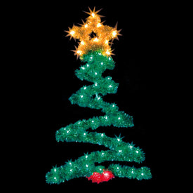 4' Metallic Zig-Zag Christmas Tree Commercial Pole Decoration with 50 LED Lights