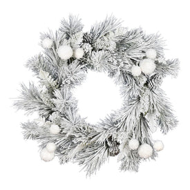 30" Unlit Frosted Beacon Pine Artificial Wreath