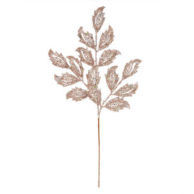 22" Rose Gold Glitter Mistletoe Leaf Spray