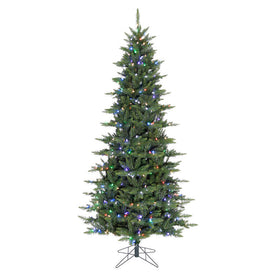 7.5' Pre-Lit Camden Fir Slim Artificial Christmas Tree with 50 4 RGB Color-Changing Low-Voltage LED Lights