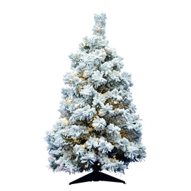 36" Flocked Alaskan Pine Artificial Christmas Tree with Warm White LED Dura-Lit Lights