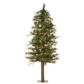 6' Pre-Lit Mixed Country Alpine Artificial Christmas Tree with Clear Dura-Lit Mini Lights
