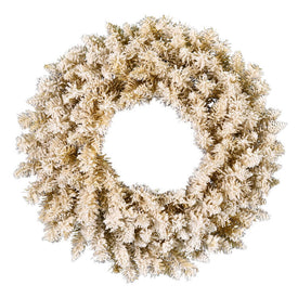 24" Unlit Frosted Gold Fir Wreath