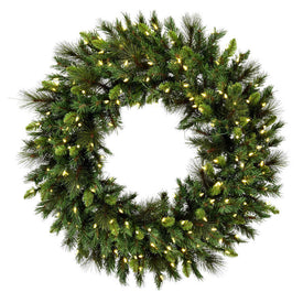 30" Pre-Lit Bangor Mixed Pine Wreath with 100 Warm White Dura-Lit LED Mini Lights