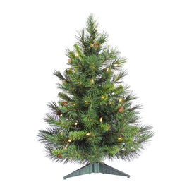 2' Pre-Lit Cheyenne Pine Artificial Christmas Tree with 50 Clear Dura-Lit Mini Lights