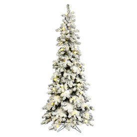 5' Pre-Lit Flocked Kodiak Spruce Artificial Christmas Tree with Warm White LED and Frosted G40 Lights