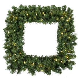 30" Pre-Lit Grand Teton Artificial Christmas Square Wreath with 50 Warm White LED Lights