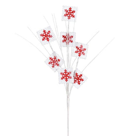 10" x 20" Red/White Glitter Snowflake Sprays 6 Per Bag