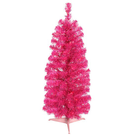 3' Pre-Lit Pink Pencil Artificial Christmas Tree with 50 Pink LED Lights
