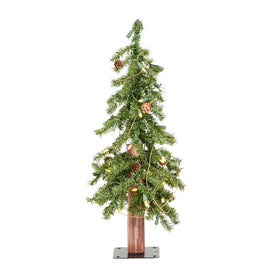 2' Pre-Lit Alpine Artificial Christmas Tree with Warm White Dura-Lit LED Lights