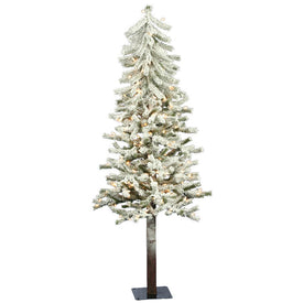 5' x 27" Pre-Lit Flocked Alpine Artificial Christmas Tree with Clear Dura-Lit Lights