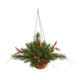 12" Unlit Mixed Berry and Pine Cone Artificial Christmas Hanging Basket