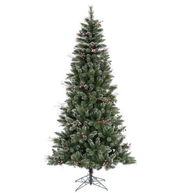 4.5' Unlit Snow-Tipped Pine and Berry Artificial Christmas Tree
