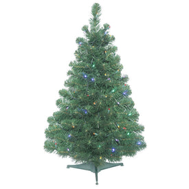 3' Pre-Lit Oregon Fir Artificial Christmas Tree with Multi-Color Wide-Angle LED Lights