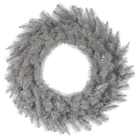 24" Pre-Lit Platinum Fir Artificial Wreath with 50 Warm White Dura-Lit LED Lights