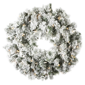 30" Pre-Lit Flocked Kiana Wreath with 70 Warm White Dura-Lit LED Lights