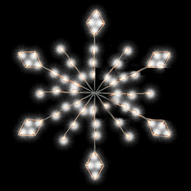 4' Diamond Christmas Snowflake Pole Decoration with 48 LED Lights