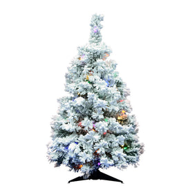 5.5' Flocked Alaskan Pine Artificial Christmas Tree with Multi-Colored LED Dura-Lit Lights