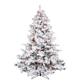 6.5' Flocked Alaskan Pine Artificial Christmas Tree with Multi-Colored Dura-Lit Lights
