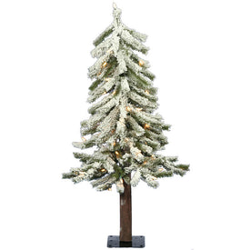 2' x 14" Pre-Lit Flocked Alpine Artificial Christmas Tree with Clear Dura-Lit Lights