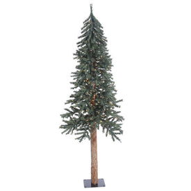 6' Pre-Lit Natural Bark Alpine Artificial Christmas Tree with Warm White Dura-Lit LED Lights