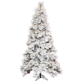 10' x 50" Pre-Lit Flocked Atka Pine Pencil Artificial Christmas Tree with Warm White LED Lights