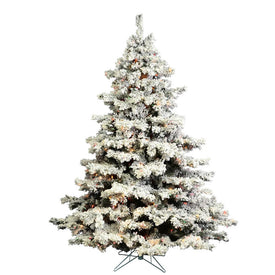 6.5' Flocked Alaskan Pine Artificial Christmas Tree with Multi-Colored Dura-Lit/G50 Lights