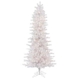 7.5' Pre-Lit Crystal White Pine Slim Artificial Christmas Tree with 500 Warm White LED Lights