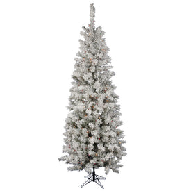 6.5' Flocked Pacific Artificial Christmas Tree with Multi-Colored LED Lights