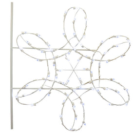 4.5' Double Spiral Christmas Snowflake Commercial Pole Decoration with 66 LED Lights