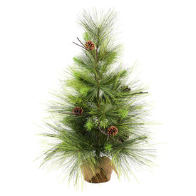 3' x 23" Unlit Boulder Pine Artificial Christmas Tree with Burlap Base