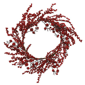 24" Unlit Mixed Red Gooseberry Berry Artificial Christmas Wreath