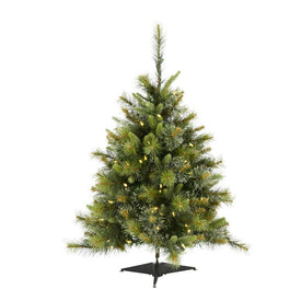 3' Cashmere Pine Potted Artificial Christmas Tree with Clear Dura-Lit Lights
