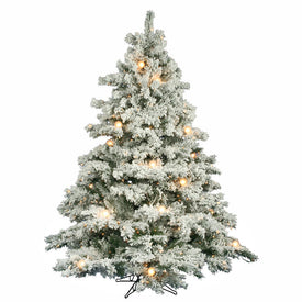 6.5' Flocked Alaskan Pine Artificial Christmas Tree with Clear Dura-Lit/G50 Lights